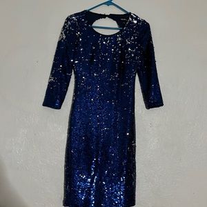 Navy Blue and silver sequins dress.